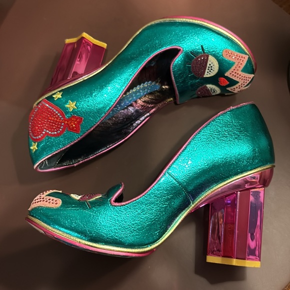 Irregular Choice Size 7.5/38 - Very Funky Teal and Pink 3" Star Shaped Heels - Picture 9 of 16